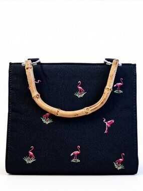 Tianni Vintage flamingo bamboo handle purse